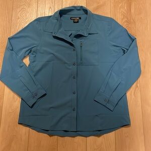 Kyodan Outdoor Stretch Button Front Top, Teal, sz XL